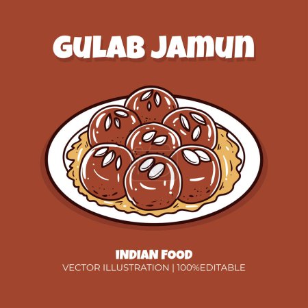 Téléchargez les illustrations : Illustration vectorielle de la nourriture indienne Gulab jamun - en licence libre de droit