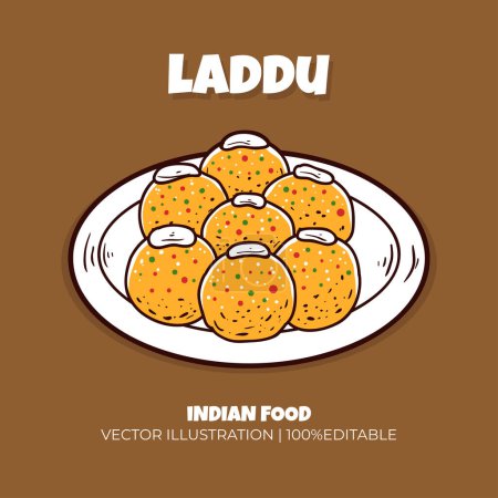 Téléchargez les illustrations : Illustration vectorielle alimentaire indienne Laddu - en licence libre de droit