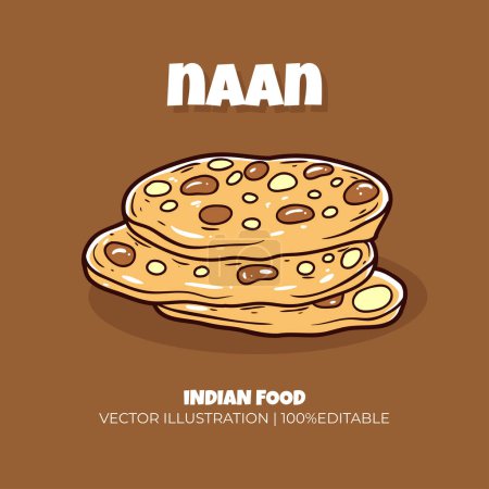 Naan Indian food vector illustration