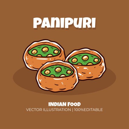 Téléchargez les illustrations : Illustration vectorielle de la nourriture indienne Panipuri - en licence libre de droit