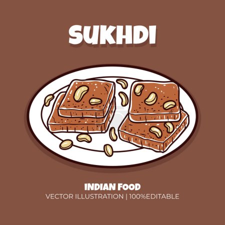Sukhdi Indian food vector illustration
