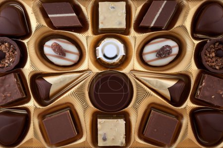 Photo for Modern Commercial Image of textured Chocolate pralines with a top down view - Royalty Free Image
