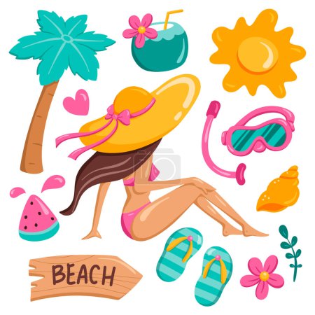 Illustration for Summer beach vacation, vector illustration - Royalty Free Image
