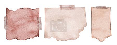 Illustration for Watercolor illustration set of Scapbook old paper notes and tape - Royalty Free Image