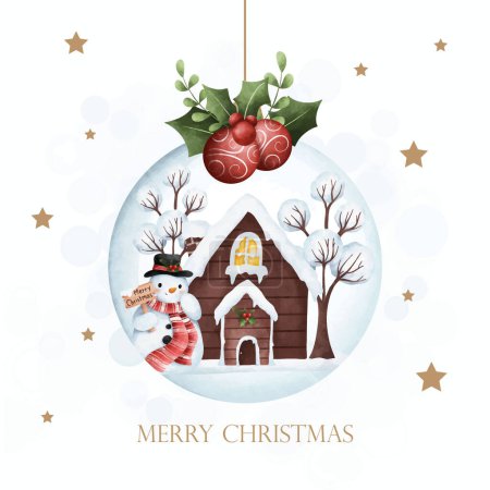 Téléchargez les illustrations : Arbre de Noël avec des boules et des cadeaux, Père Noël claus. illustration aquarelle. - en licence libre de droit