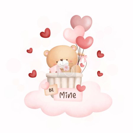 Illustration for Cute cartoon baby bear with a heart. - Royalty Free Image