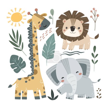 Téléchargez les illustrations : Ensemble de clipart de caniche animal Safari - en licence libre de droit