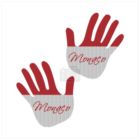 Ilustración de Ilustración vectorial dibujada a mano con patrón de bandera de Mónaco ideal para diseño de ropa, revista y póster - Imagen libre de derechos