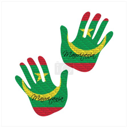 Ilustración de Ilustración vectorial dibujada a mano con patrón de bandera de Mauritania ideal para el diseño de póster, revista y ropa - Imagen libre de derechos
