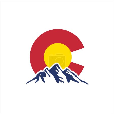 Illustration for Colorado logo with mountain vector illustration suitable for logo design to represent colorado state on colorado day event - Royalty Free Image