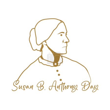 Illustrazione per Susan b. anthony day line art design vector illustration suitable for susan b. anthony day event on united states - Immagini Royalty Free