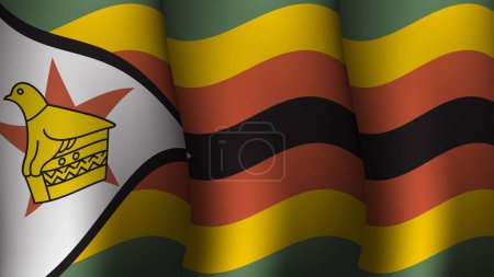 Ilustración de Zimbabwe ondeando bandera fondo diseño vector ilustración adecuado para el diseño de póster sobre día de fiesta, día de fiesta y día de la independencia nacional en zimbabwe - Imagen libre de derechos