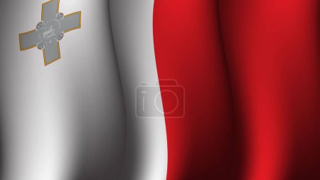 Téléchargez les illustrations : Malta agitant le drapeau conception de fond sur l'illustration vectorielle de vue coucher de soleil adapté à l'affiche, événement de conception de médias sociaux sur malta - en licence libre de droit