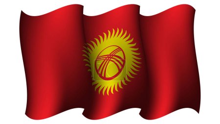 Téléchargez les illustrations : Illustration vectorielle de conception de drapeau d'agitation du Kirghizistan adaptée au moment de fête ou à la conception d'affiche d'événement sur le Kirghizistan - en licence libre de droit