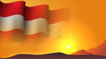 Ilustración de Austria ondeando bandera de diseño de fondo en la ilustración vectorial puesta del sol adecuado para cartel, evento de diseño de redes sociales en austria - Imagen libre de derechos
