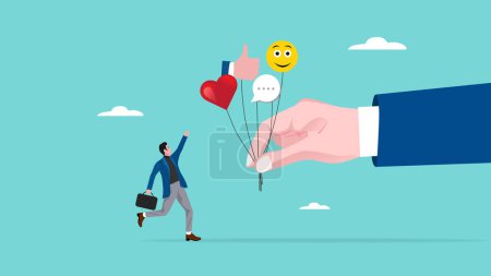 good customer feedback, positive feedback, satisfaction level and positive vote, customer giving quality feedback, happy businessman received a review from customer concept vector illustration
