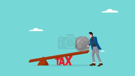 Illustration for Minimize tax liability, optimizing income tax value and wealth management, Tax payment reduction concept, smart Business people use expenses to emphasize the word of tax concept vector illustration - Royalty Free Image