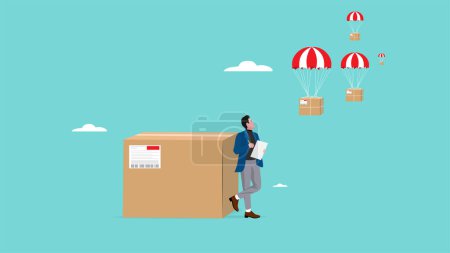 dropshipping delivery checking, open e-commerce website store and let supplier ship product directly to customer concept, Businessman track packages sent from drop shipping businesses