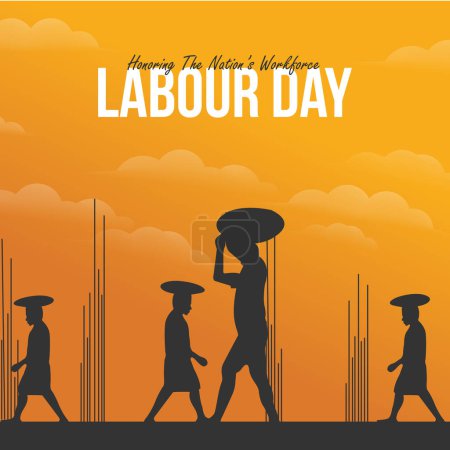 Illustration for 1st May Special World Labour Day Illustration Vector Design. Mason Working on the Construction site. Honoring to the Nation's Workforce. - Royalty Free Image