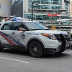 Toronto, ON, Canada - September 4, 2023: A police car patrols the streets of Toronto 