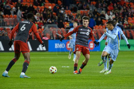 Toronto, ON, Canada -March 23, 2024:    Alonso Coello #14 midfielder of the Toronto FC moves with the ball during the MLS Regular Season match between Toronto FC (Canada) and  Atlanta United (USA) at BMO Field (Score 2:0)