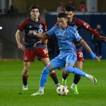 Toronto, ON, Canada - May 11, 2024:  Hannes Wolf #17 forward of New York City FC dribbles with the ball during MLS match between Toronto FC (Canada) and New York City FC (USA) at BMO Field