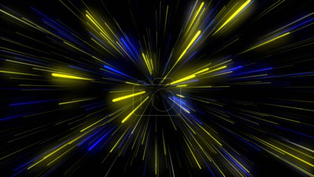 Foto de Fondo abstracto con espectro colorido. Rayos de neón amarillo azul brillante y líneas brillantes - Imagen libre de derechos