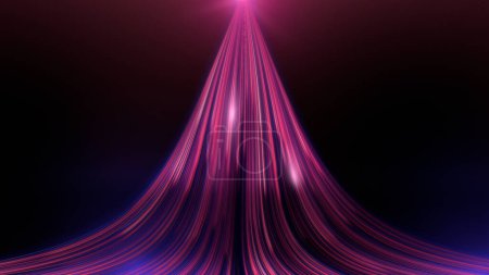 Foto de 3d renderizado, fondo colorido abstracto, rayos de neón brillantes y líneas brillantes. Líneas rojas y azules, fondo de pantalla creativo - Imagen libre de derechos