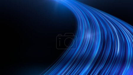 Foto de Ilustración colorida del rastro ligero. Flujo dinámico abstracto para concepto de ciencia ficción. Fondo tecnológico con corriente de energía - Imagen libre de derechos