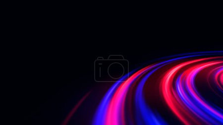 Foto de Ilustración de fondo de neón abstracto con líneas brillantes rojas y azules. Fondo de pantalla fantástico con rayos láser de colores - Imagen libre de derechos