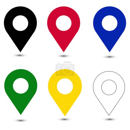 Ilustración de Establecer iconos de punto de mapa. Mapa pin signo ubicación iconos. Ilustración vectorial. - Imagen libre de derechos