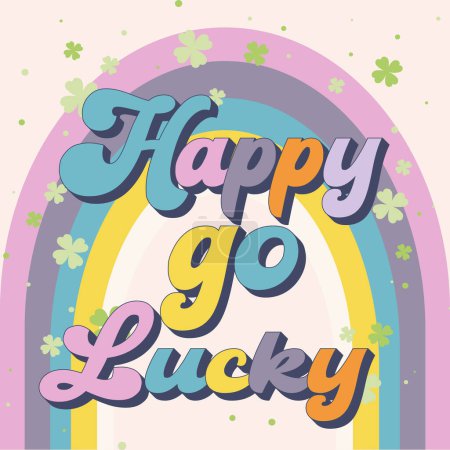 Illustration for Groovy rainbow with lettering quotis Good Vibes slogan in doodle style. Isolated vector illustrstion in 1970 style for t-shirt, stickers, posters and postcards. Hippie Retro Character style. - Royalty Free Image