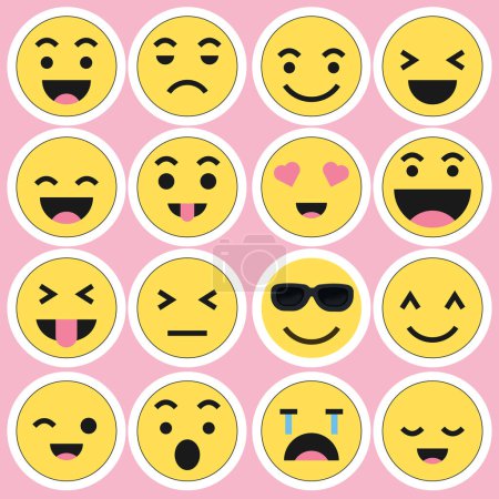 Set von Emoticons. Eine Reihe von Cartoon-Emojis. Emoticon-Set für Vektoren