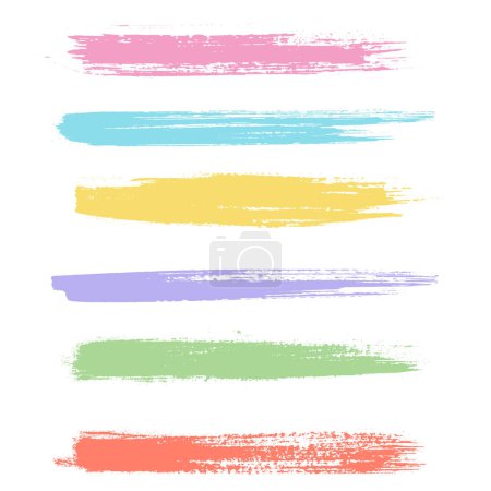 Illustration for Vector set of grunge brush strokes. Set of colorful brush strokes. Rainbow vector brush strokes collection. Vector illustration - Royalty Free Image