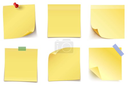 Realystic set stick note isolated on white background. Post it notes collection with shadow. Vector illustration