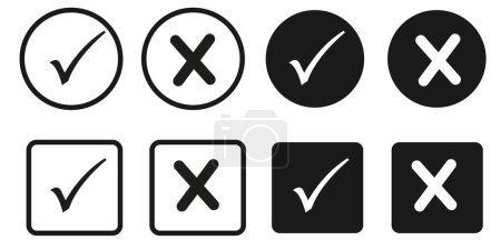 Ilustración de Checkmark cross icon Checkmark icon set. Señal de marca de verificación símbolo de la derecha. Ilustración vectorial para ui, infografía, sitio web, aplicación, uso web - Imagen libre de derechos