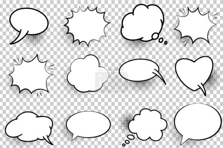 Illustration for Set of comic speech bubbles. Retro empty comic bubbles. Stickers. Vector illustration. - Royalty Free Image