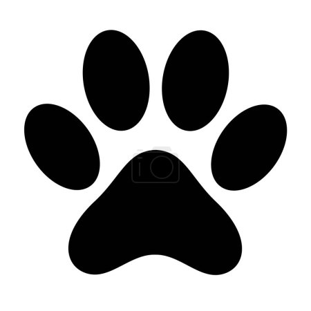 Illustration for Pet paw black silhouette vector symbol icon isolated on white. Vector illustration - Royalty Free Image