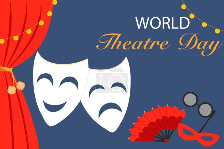 Illustration for World Theatre Day. Design greeting card, poster, banner, template - Royalty Free Image