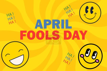 Illustration for April Fool s Day. Happy April Fool Day Holiday Celebrate Background Smile. Typography colorful card. - Royalty Free Image