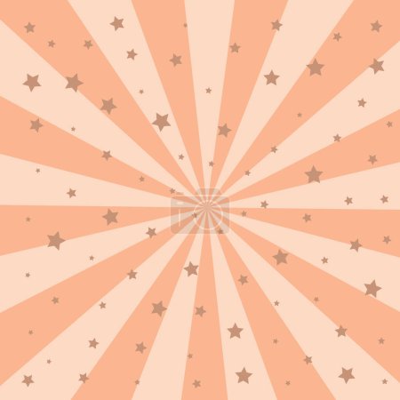 Illustration for Swirling radial background in trendy color 2024 Peach Fuzz with stars - Royalty Free Image