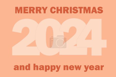 Téléchargez les illustrations : Bannière de voeux du Nouvel An avec la couleur de l'année 2024. Bonne année conception des numéros 2024 sur fond Peach Fuzz. Conception pour affiche, bannière, salutation, célébration 2024. - en licence libre de droit
