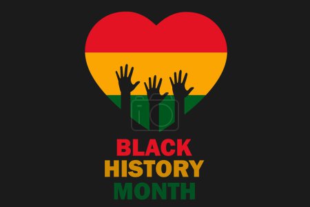 Mes de Historia Negra. Celebración del mes de historia afroamericana. Bandera de color rojo, amarillo y verde abstracta sobre fondo de papel negro