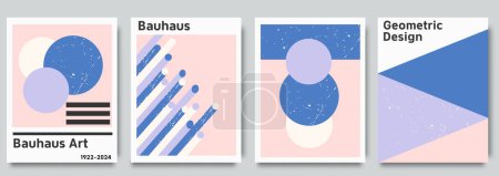 Illustration for Modern poster geometric abstract shapes. Minimal Swiss retro art design paintings templates with geometric shapes for branding, social media advertising, promo. Trendy design templates - Royalty Free Image