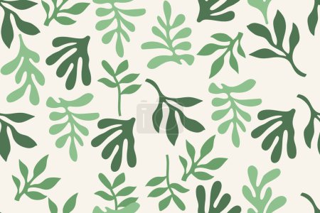 Illustration for Abstract nature art leaf collage shape seamless pattern. Trendy contemporary cutout background illustration. Natural organic plant leaves artwork wallpaper print. Vintage botanical summer texture. - Royalty Free Image