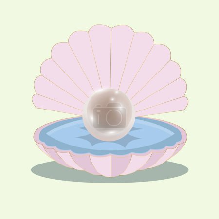 Shell with pearls. Cartoon pearl shell. Underwater pearls in shell, open scallop with luxury sphere, oysters clam seashell marine jewel shellfish sea elegant decoration
