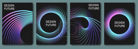 Posters template for presentation flyer, brochure cover design, infographic report. Future technology. Cyberpunk, retrofuturism, vaporwave concept. Sci-fi user interface with graphic geometric shapes