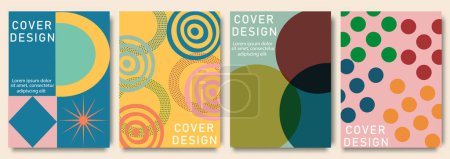 Abstract geometric cover design background vector set. Minimalist style with vibrant perspective geometric prism shapes collection. Creative covers for social media, poster, cover, banner, flyer
