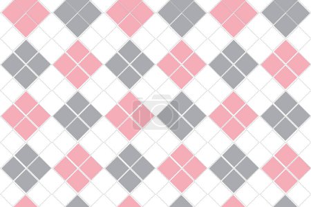 Patrón de Argyle colorido en gris, rosa marino, blanco. Fondo de argilo vectorial brillante sin costuras engastado en colores pastel para papel de regalo, calcetines, suéter, jersey, otra impresión textil de moda de primavera.