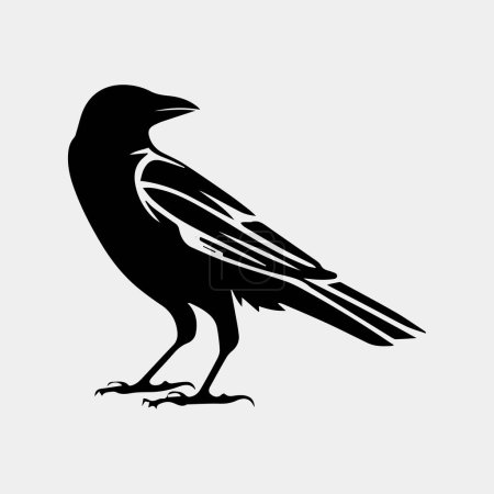 Téléchargez les photos : Corbeau assis silhouette vectorielle isolé - en image libre de droit